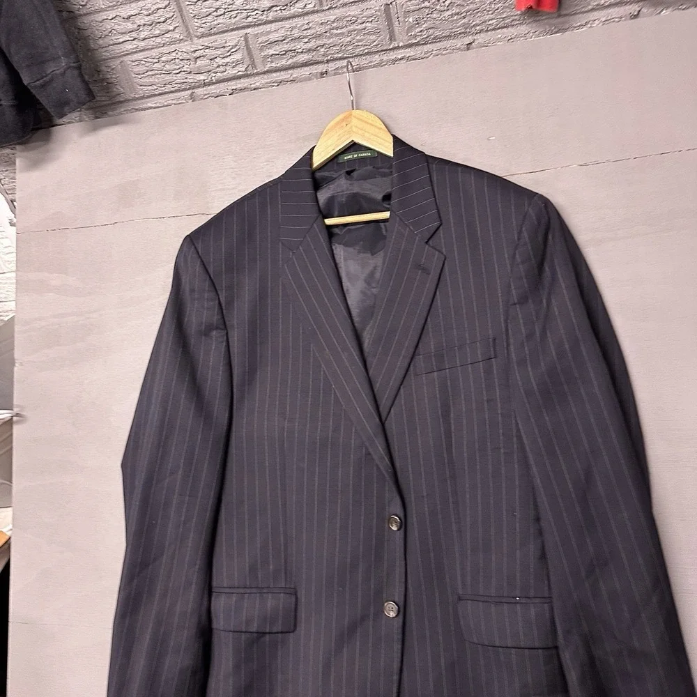 Ralph by Ralph Lauren Suit Mens 46L Gray Pinstripe 2 Button 100% Wool Pant 40x30